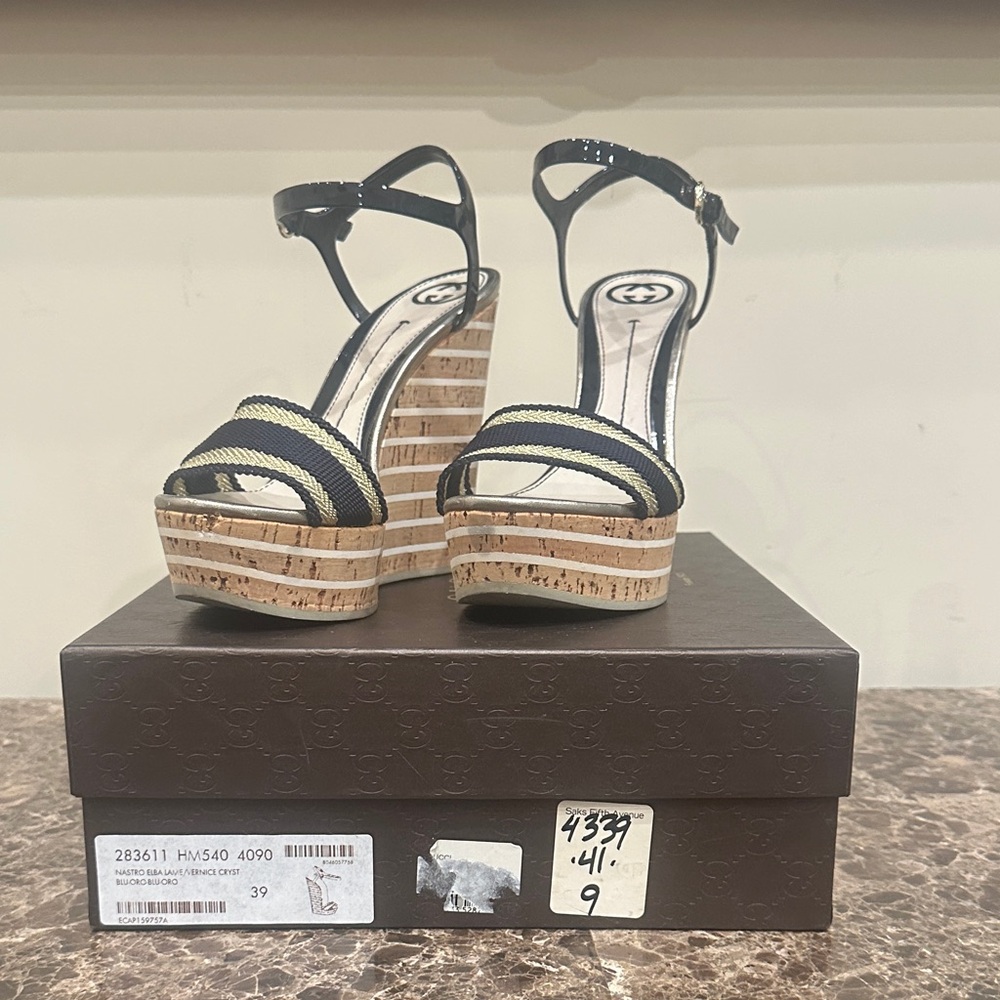 Gucci Black and Tan Platform Sandals